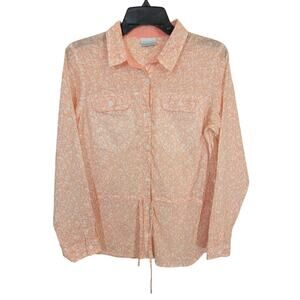 Columbia Pink Camp Henry II Floral Button Down Shirt Roll Tab Women's Medium